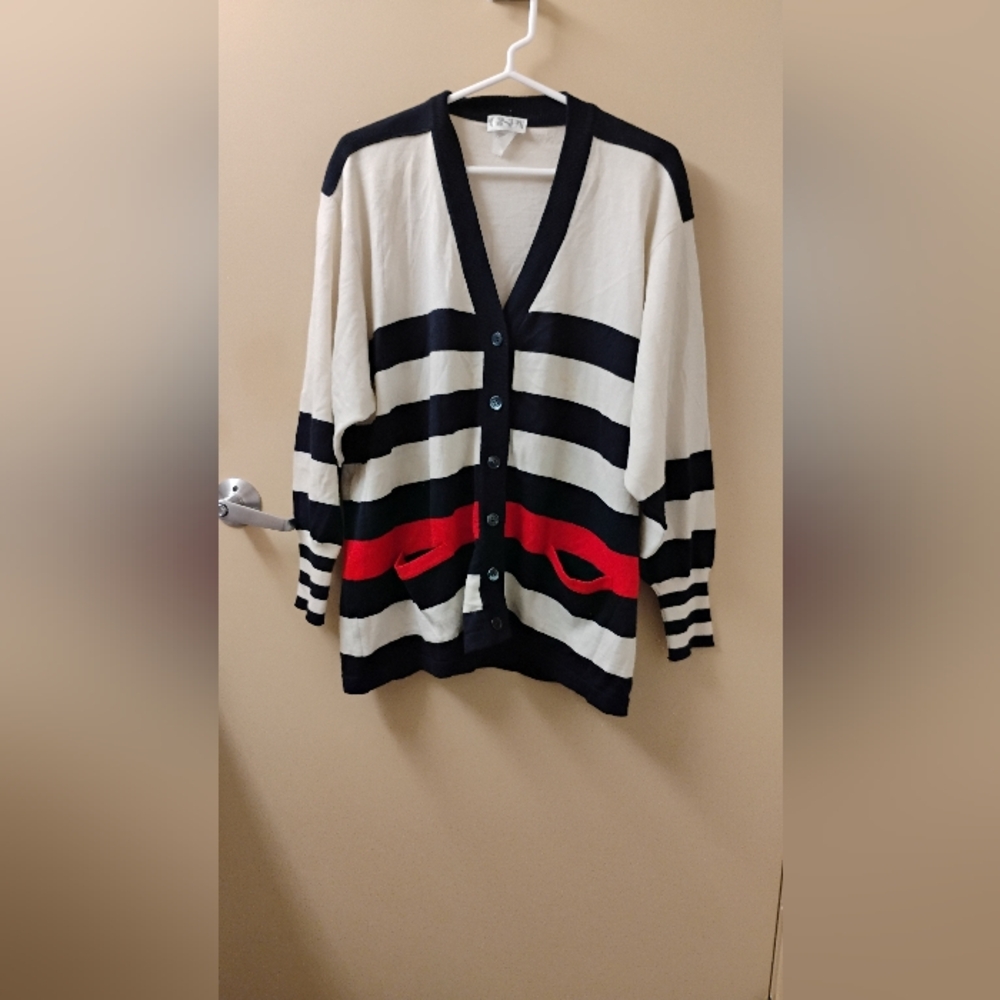 Vintage 1980s GISPA Striped Wool Blend Cardigan